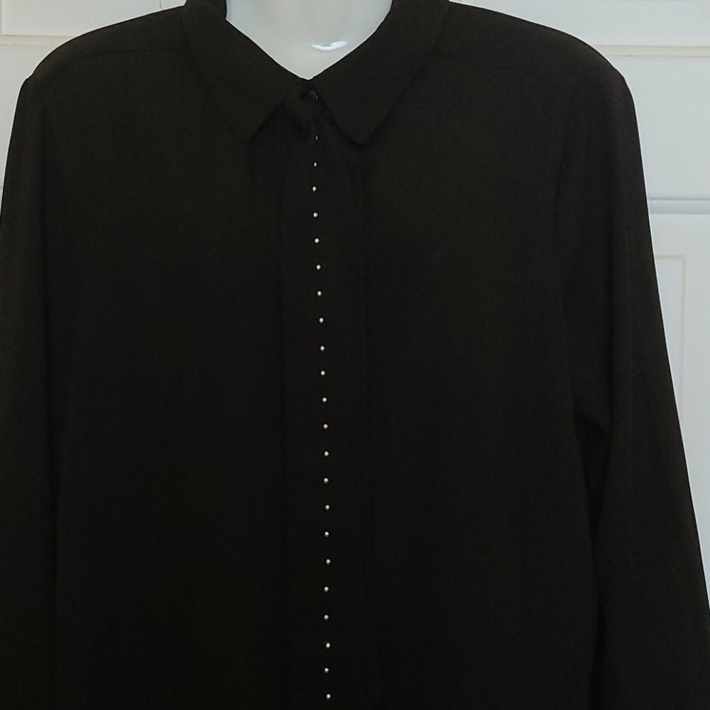 DG2 Diane Gilman Black Studded Blouse
